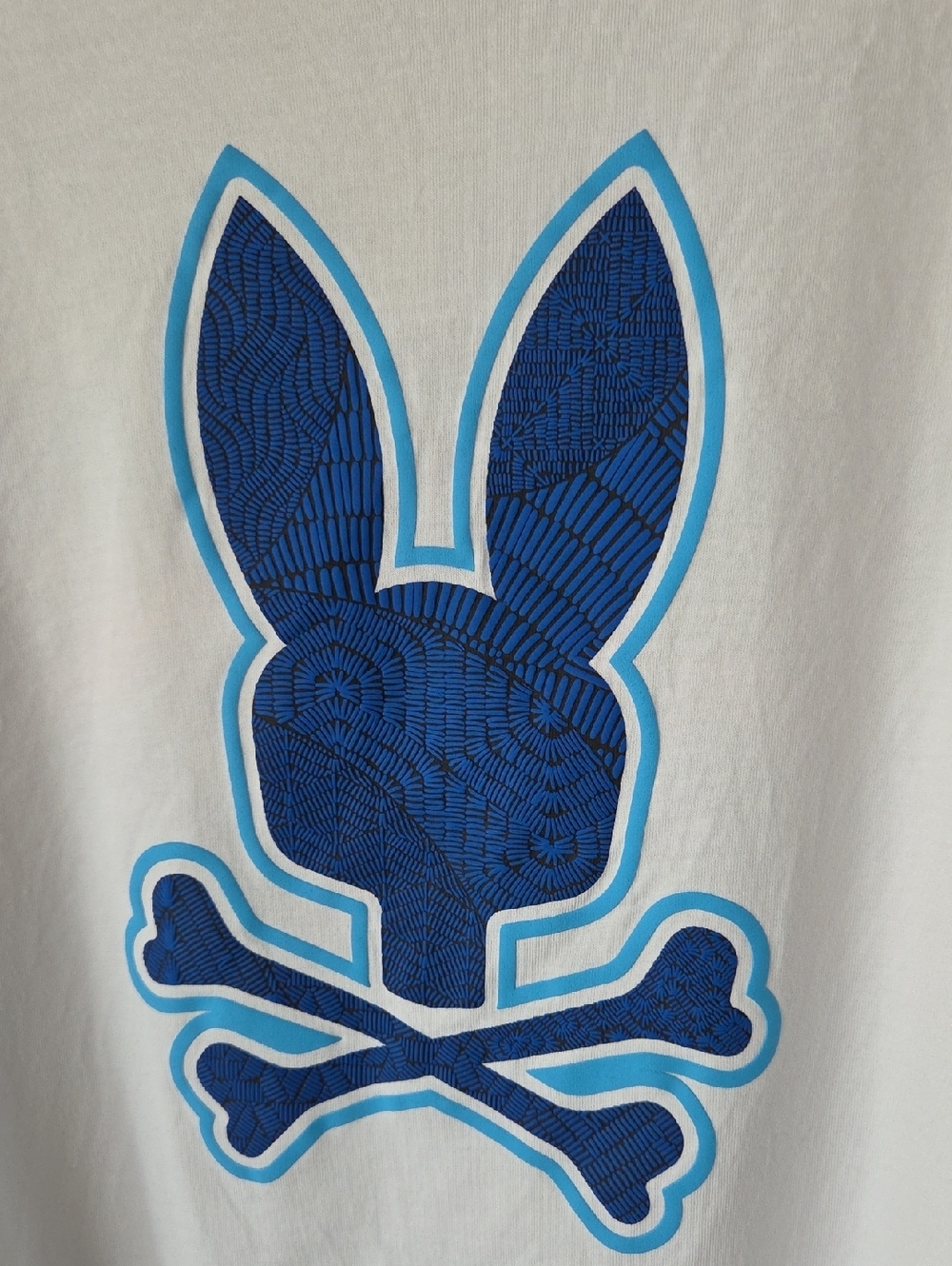Psycho Bunny White Tee With Blue Bunny Crossbones View 2